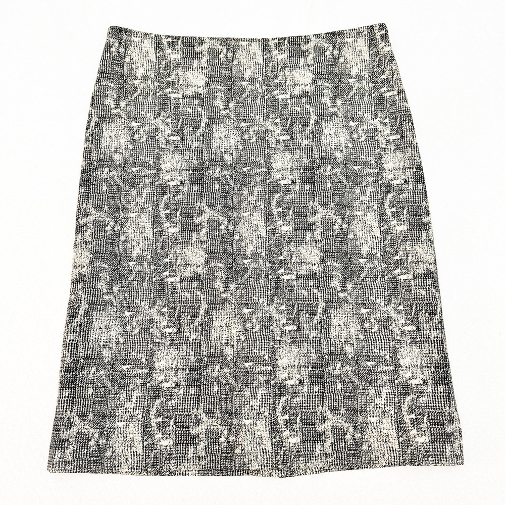 MM LaFleur Patterned Crosshatch Pencil Straight Skirt Back Slit Size 10